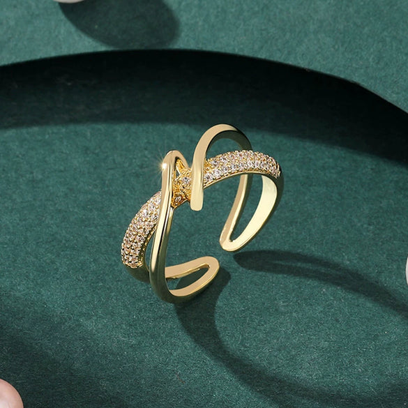 Electroplated Copper Ring In Light Luxury Cold Style With Geometric Design For Women