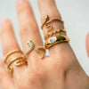 Electroplated Copper Snake Shaped Open Ring With Gold Tone Finish Fashion Animal Style Adjustable Ring For Women And Unisex Wear