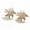 Electroplated Copper Zircon Flower Earrings For Women High End Vintage Style Floral Jewelry Wholesale