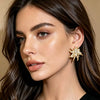 Electroplated Copper Zircon Flower Earrings For Women High End Vintage Style Floral Jewelry Wholesale