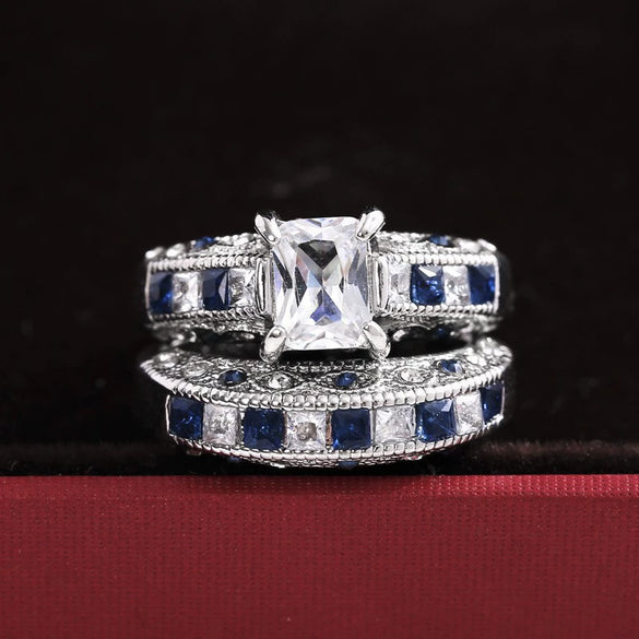 Electroplated Geometric Metal Couple Ring Set For Women And Unisex Fashion Jewelry Wholesale