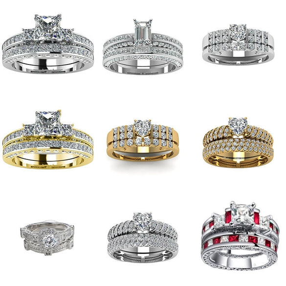 Electroplated Geometric Metal Couple Ring Set For Women And Unisex Fashion Jewelry Wholesale