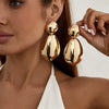 Electroplated Iron Alloy Geometric Hoop Earrings With Stainless Steel Posts Exaggerated Ushaped Water Drop Design Unisex Fashion Jewelry