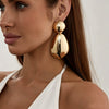 Electroplated Iron Alloy Geometric Hoop Earrings With Stainless Steel Posts Exaggerated Ushaped Water Drop Design Unisex Fashion Jewelry