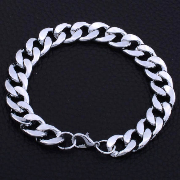 Electroplated Iron Cuban Link Bracelet With Letter Leaf And Geometric Patterns Wide Unisex Hiphop Jewelry For Men And Women