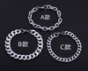 Electroplated Iron Cuban Link Bracelet With Letter Leaf And Geometric Patterns Wide Unisex Hiphop Jewelry For Men And Women
