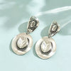 Electroplated Iron Hat Pendant Earrings With Geometric Design And Steel Ear Needles For Women