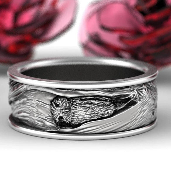 Electroplated Metal Owl Ring With Geometric Old Money Style Design For Women Fashion Jewelry