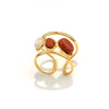 Electroplated Stainless Steel Geometric Sunflower Ring With Threaded Design Minimalist Unisex Fashion Jewelry For Women And Men