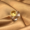 Electroplated Stainless Steel Geometric Sunflower Ring With Threaded Design Minimalist Unisex Fashion Jewelry For Women And Men