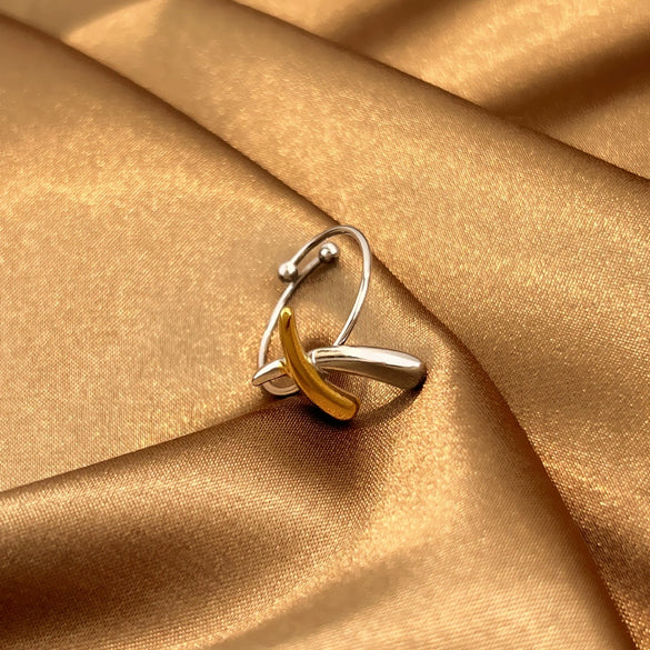 Electroplated Stainless Steel Geometric Sunflower Ring With Threaded Design Minimalist Unisex Fashion Jewelry For Women And Men