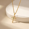 Electroplated Titanium Steel Cross Pendant Necklace With Zircon Accents Slim Bar Design Light Luxury Women's Jewelry For Layered Wear