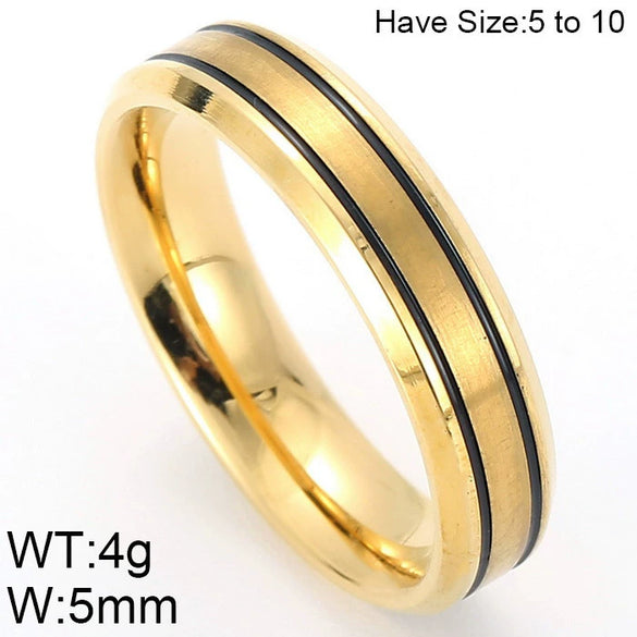 Electroplated Titanium Steel Geometric Ring For Couples