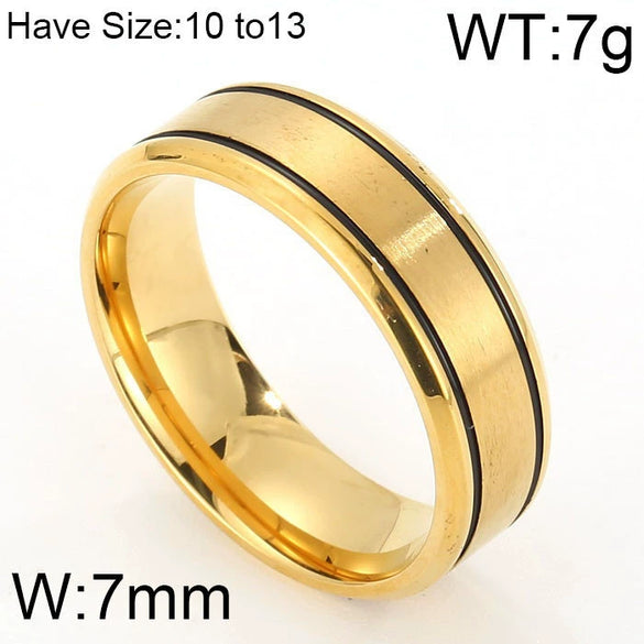 Electroplated Titanium Steel Geometric Ring For Couples