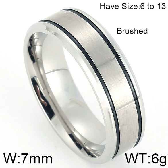 Electroplated Titanium Steel Geometric Ring For Couples
