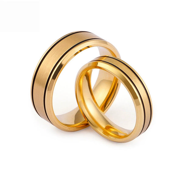 Electroplated Titanium Steel Geometric Ring For Couples