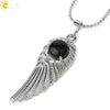 Electroplated Zinc Alloy Angel Wing Pendant Necklace With Inlaid Natural Stone Crystal Feather Design Ball Chain Minimalist Unisex Jewelry