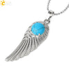 Electroplated Zinc Alloy Angel Wing Pendant Necklace With Inlaid Natural Stone Crystal Feather Design Ball Chain Minimalist Unisex Jewelry