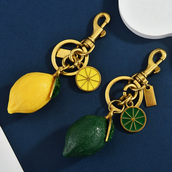 Electroplated Zinc Alloy Fruit Pattern Car Key Chain And Bag Pendant For Couples