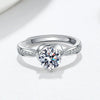 Elegant Adjustable Sterling Silver Geometric Heart Ring For Women Electroplated Full Diamond Style Fashion Jewelry