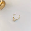 Elegant Baroque Style Freshwater Pearl Copper Ring For Women Geometric Adjustable Fashion Ring