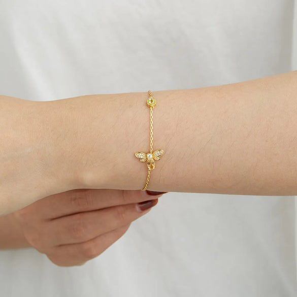 Elegant Bee Sterling Silver Plating Zircon Bracelets