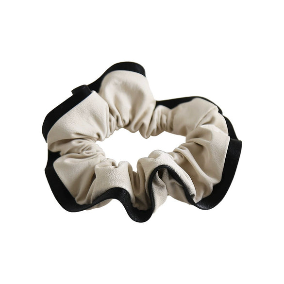 Elegant Black And White Color Block Cloth Scrunchie Handmade Cartoon Style Hair Ring For Women Simple Hair Tie Headwear