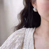 Elegant Blue Flower Earrings With French Oil Painting Glaze For Women