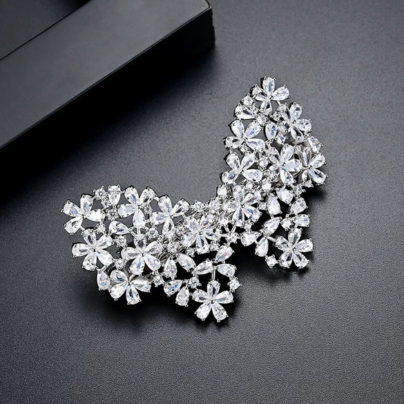 Elegant Butterfly Word Hair Clip For Women Copper Hair Accessory With Zircon Inlay Fashion Hair Jewelry