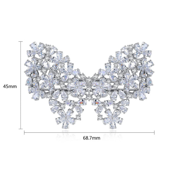 Elegant Butterfly Word Hair Clip For Women Copper Hair Accessory With Zircon Inlay Fashion Hair Jewelry