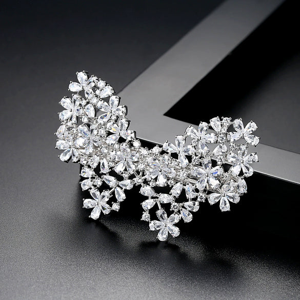 Elegant Butterfly Word Hair Clip For Women Copper Hair Accessory With Zircon Inlay Fashion Hair Jewelry
