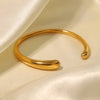 Elegant Circle Stainless Steel Inlay Rhinestones 18k Gold Plated Bangle