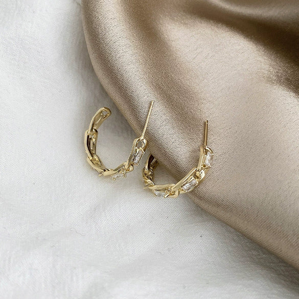 Elegant Circle Zircon Earrings Metal Electroplated