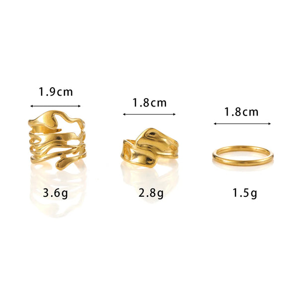 Elegant Classic Style Commute Solid Color 304 Stainless Steel 18K Gold Plated Open Rings Rings In Bulk
