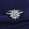 Elegant Classic Style Flower Sterling Silver Gra Plating Inlay Moissanite 18k Gold Plated Rings