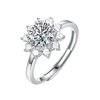 Elegant Classic Style Flower Sterling Silver Gra Plating Inlay Moissanite 18k Gold Plated Rings