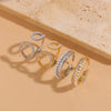 Elegant Classic Style Geometric Copper Asymmetrical Plating Inlay Zircon 14k Gold Plated Open Rings