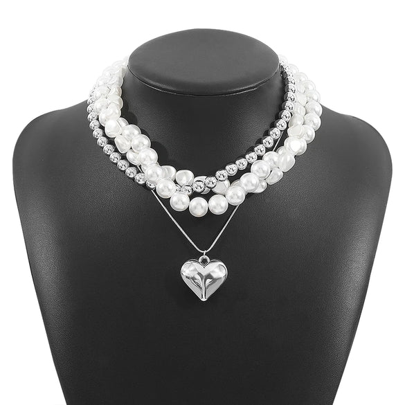 Elegant Commute Heart Shape CCB Imitation Pearl Beaded Women'S Bracelets Necklace