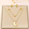 Wholesale Elegant Commute Star Heart Shape Titanium Steel Layered Plating Hollow Out 18k Gold Plated Earrings Necklace