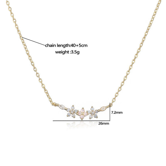 Elegant Copper Flower Petal Pendant Choker Necklace For Women With Zirconia Design And O Word Chain