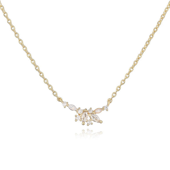Elegant Copper Flower Petal Pendant Choker Necklace For Women With Zirconia Design And O Word Chain