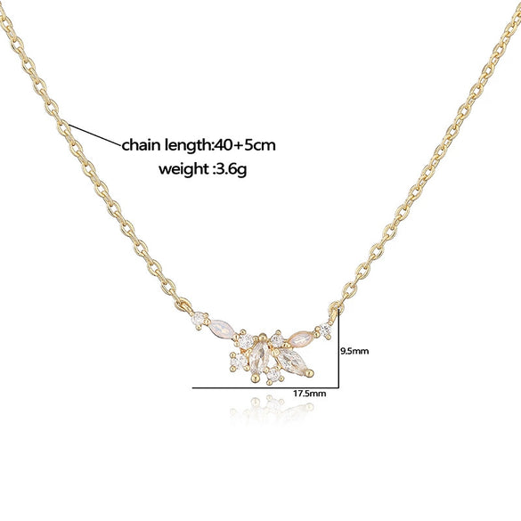 Elegant Copper Flower Petal Pendant Choker Necklace For Women With Zirconia Design And O Word Chain