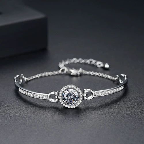 Elegant Copper Geometric Disc Bracelet With Micro Paved Zircon Electroplated Fashion Jewelry For Women
