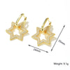 Elegant Copper Geometric Star And Heart Zircon Earrings With Diamond Cut Finish For Women