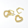 Elegant Copper Geometric Star And Heart Zircon Earrings With Diamond Cut Finish For Women