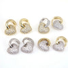 Elegant Copper Heart Shaped Micro Pave Zircon Earrings Sweet Simple Heart Pattern Earrings For Women