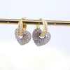 Elegant Copper Heart Shaped Micro Pave Zircon Earrings Sweet Simple Heart Pattern Earrings For Women