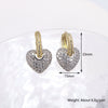 Elegant Copper Heart Shaped Micro Pave Zircon Earrings Sweet Simple Heart Pattern Earrings For Women