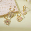 Elegant Copper Inlaid Pearl Heartshaped Earrings For Women