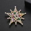 Elegant Copper Star Brooch Pin For Women Fashion Jewelry Accessory With Zircon Color Detail